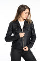 Chaqueta negra cuello amplio DW196